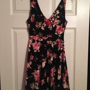 Velvet floral A line dress